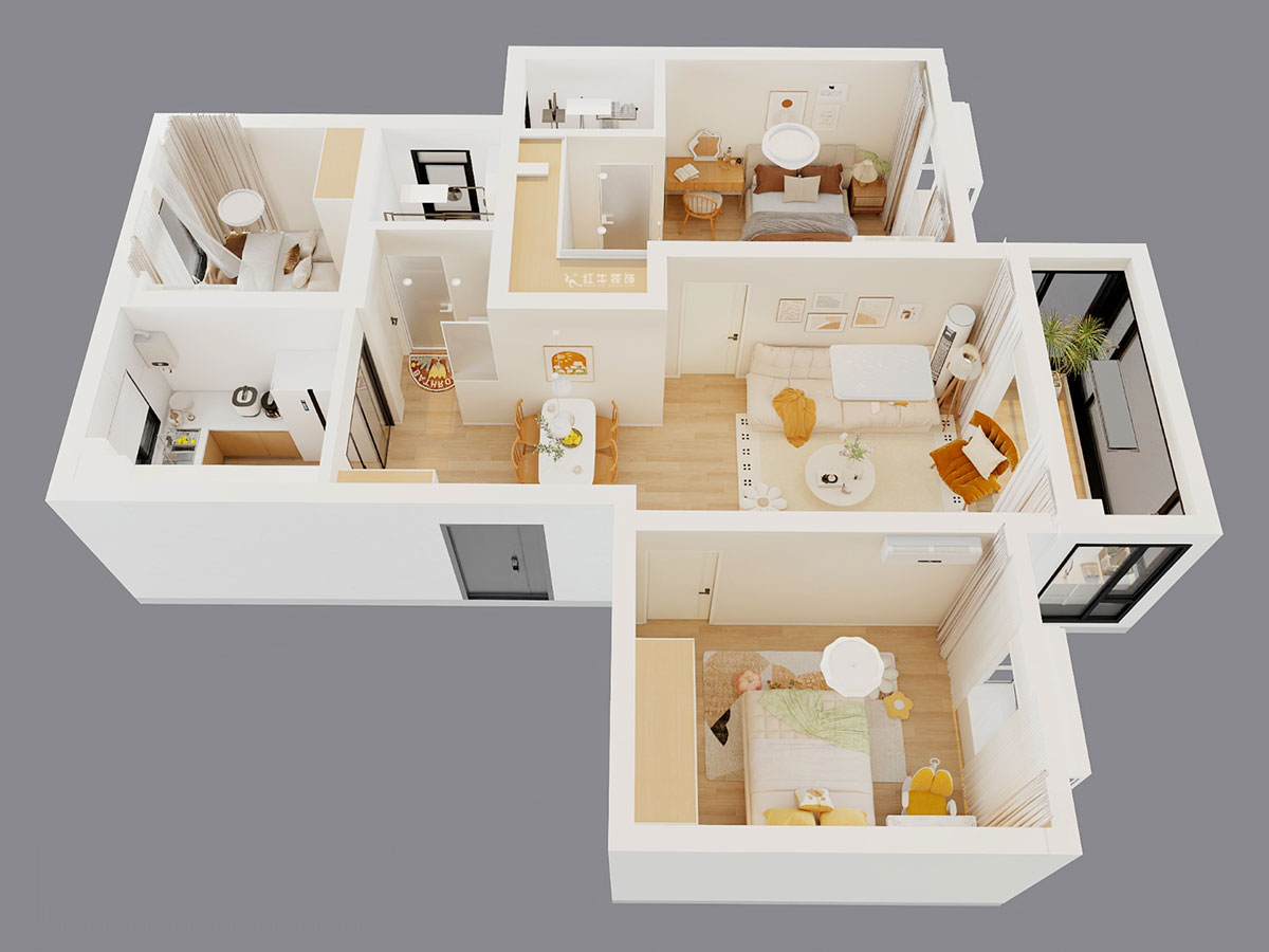 刘晓芳｜三金鑫宁府3-3-1105-95㎡-现代原木风格｜3室2厅2卫｜老房装修｜半包6